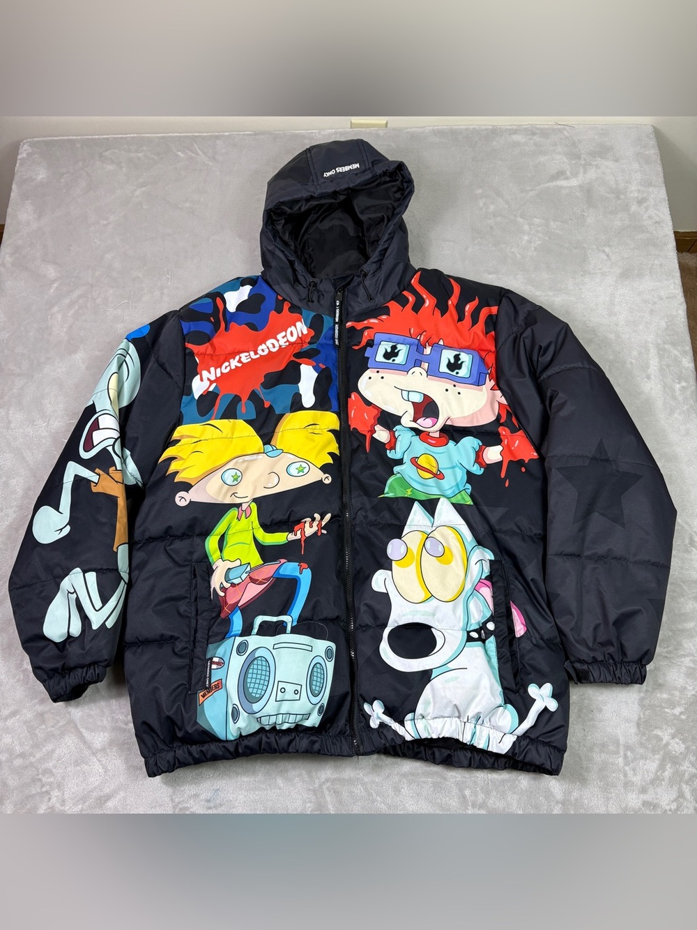 Members Only Mens 2XL Nickelodeon Rugrats Puffer Jacket Cartoon Graphic